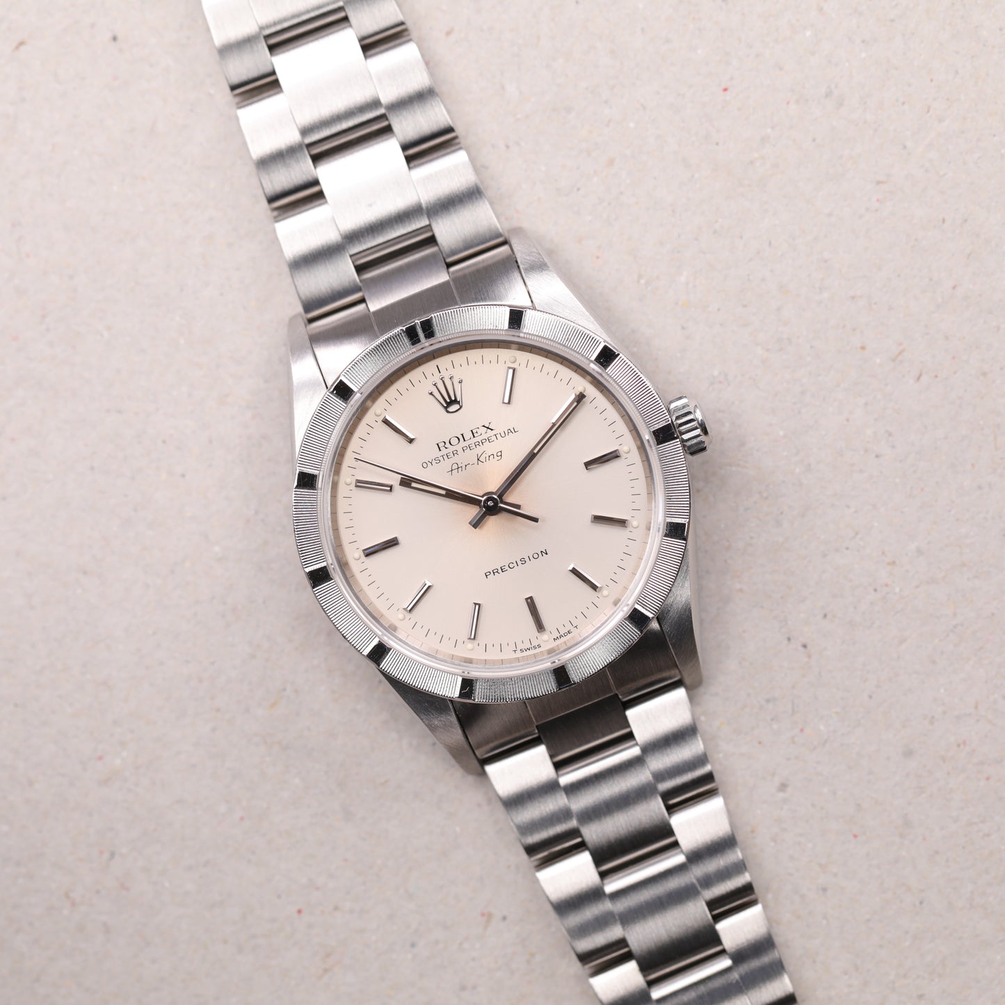 Rolex 14010 | 34mm | 1996 | Cadran argent | Boite & Papiers | Acier