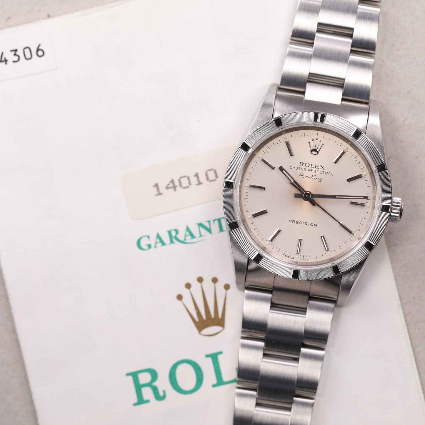 Rolex 14010 | 34mm | 1996 | Cadran argent | Boite & Papiers | Acier