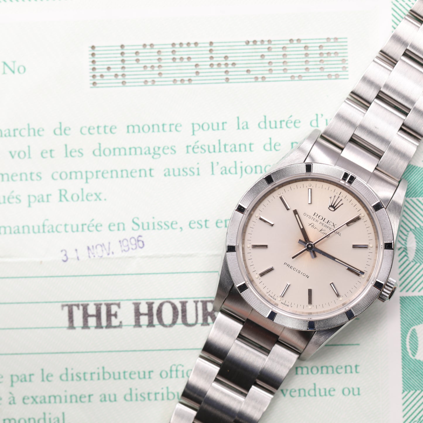 Rolex 14010 | 34mm | 1996 | Cadran argent | Boite & Papiers | Acier