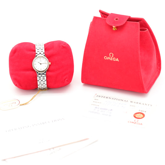 Omega 4360.23.00 | 23,5 mm | 1995 | Cadran blanc | Boite & Papiers | Or / Acier