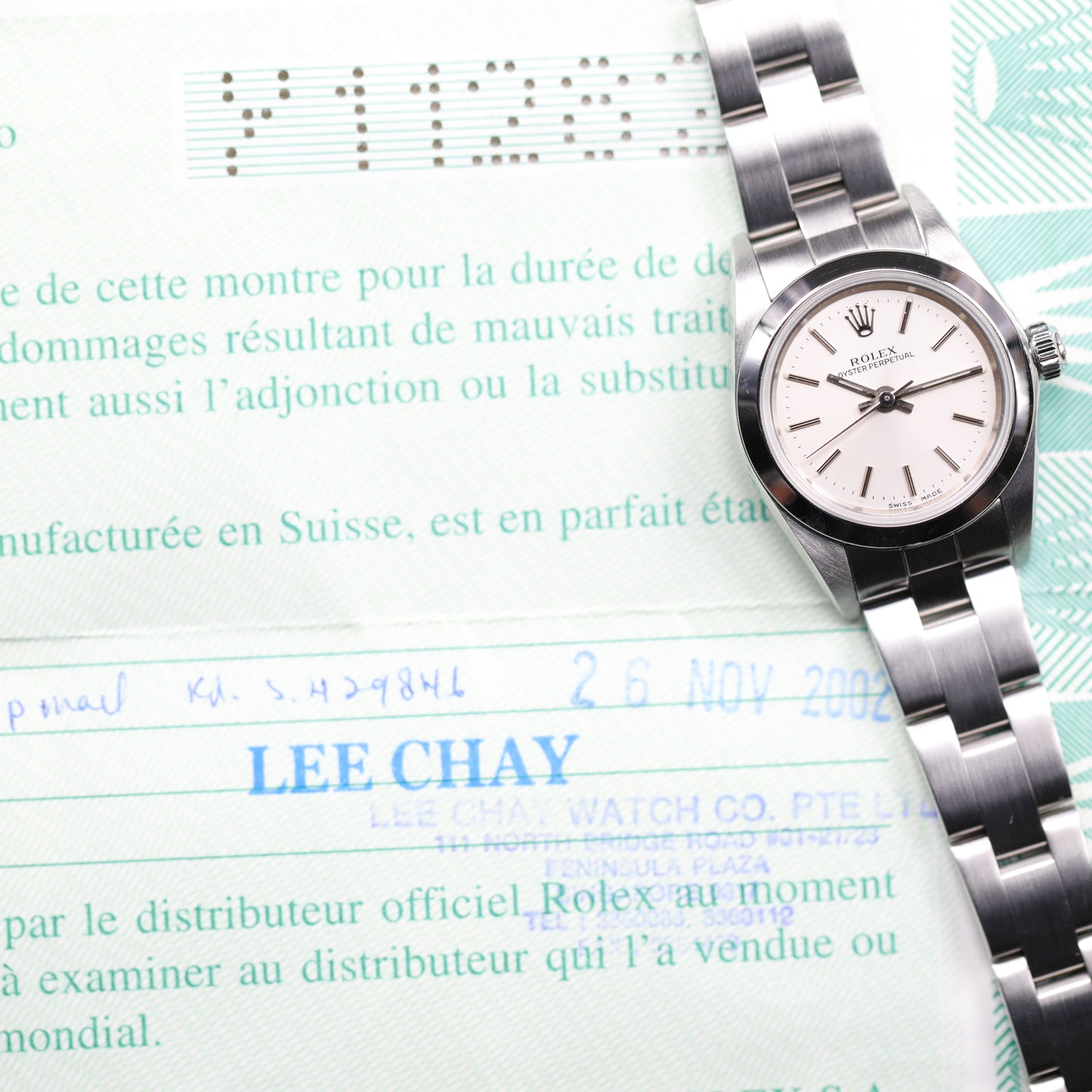 Rolex 76080 | 26 mm | 2002 | Cadran argent | Boite & Papiers | Acier