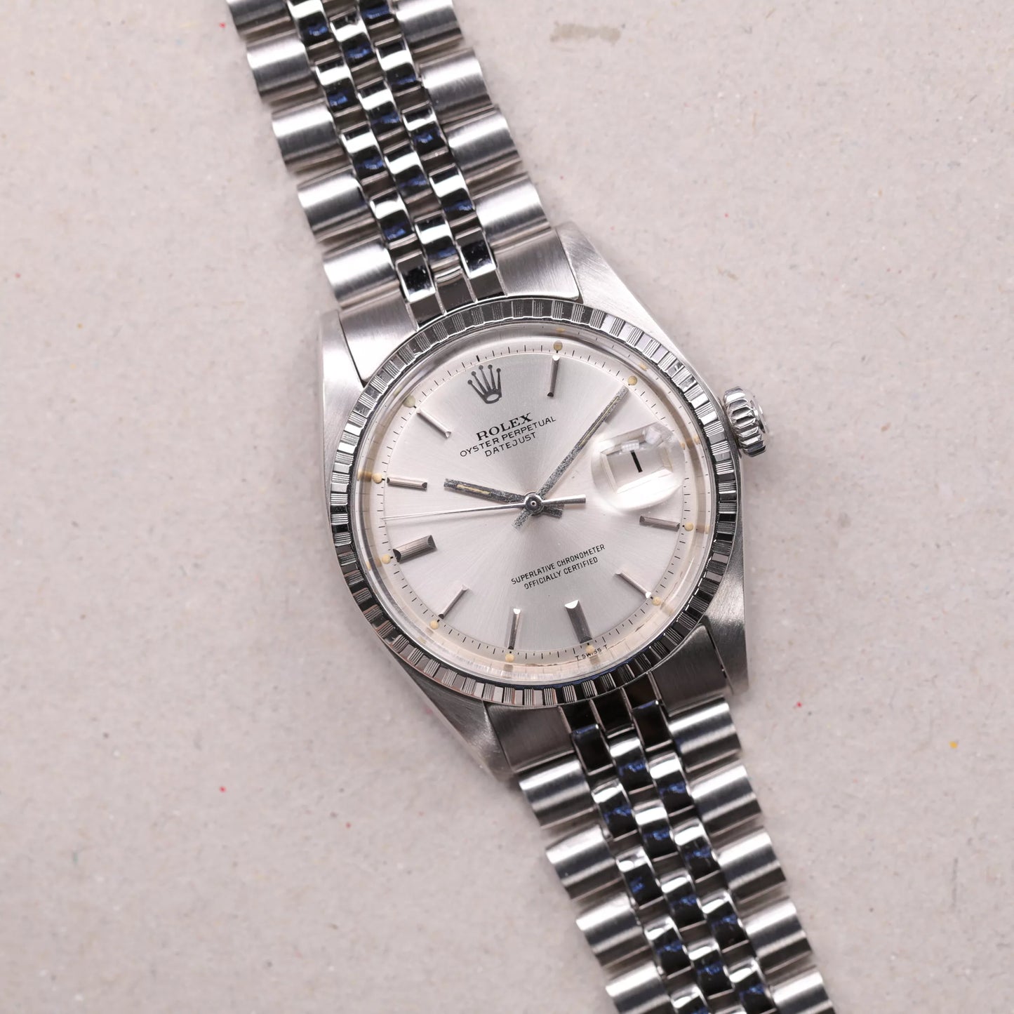 Rolex 1603 | 36 mm | 1973 | Cadran argent | Écrin Rolex | Acier