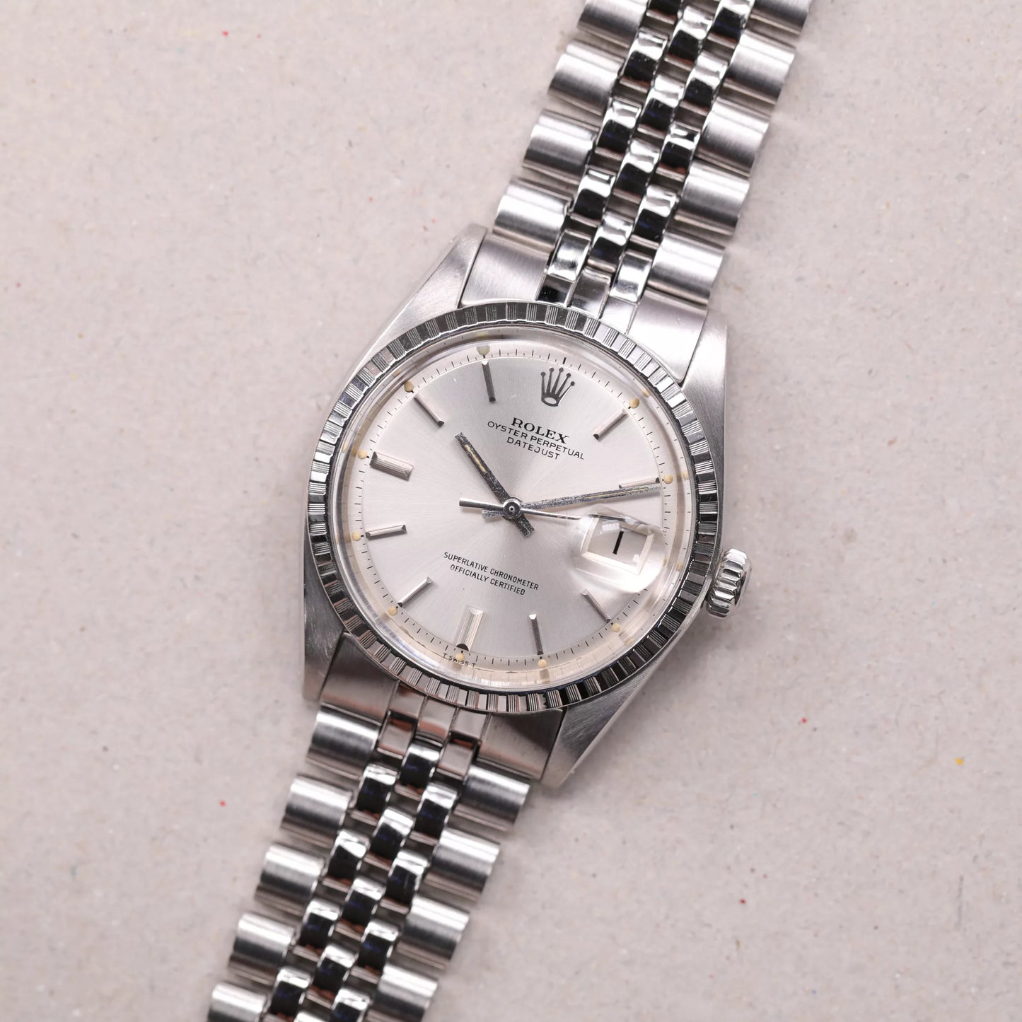 Rolex 1603 | 36 mm | 1973 | Cadran argent | Écrin Rolex | Acier