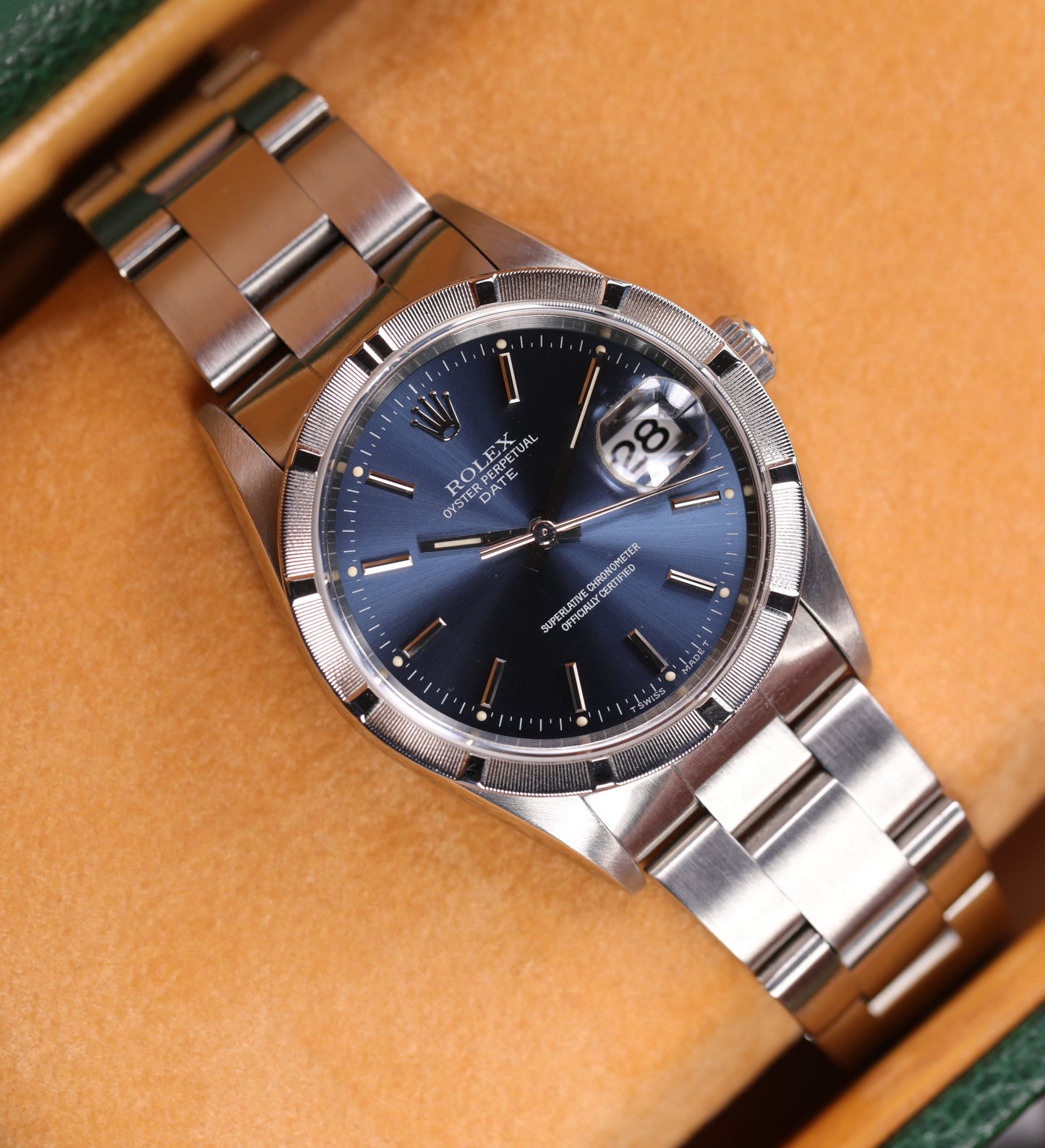 Rolex 15210 | 34 mm | 1995 | Cadran bleu | Écrin Rolex | Acier