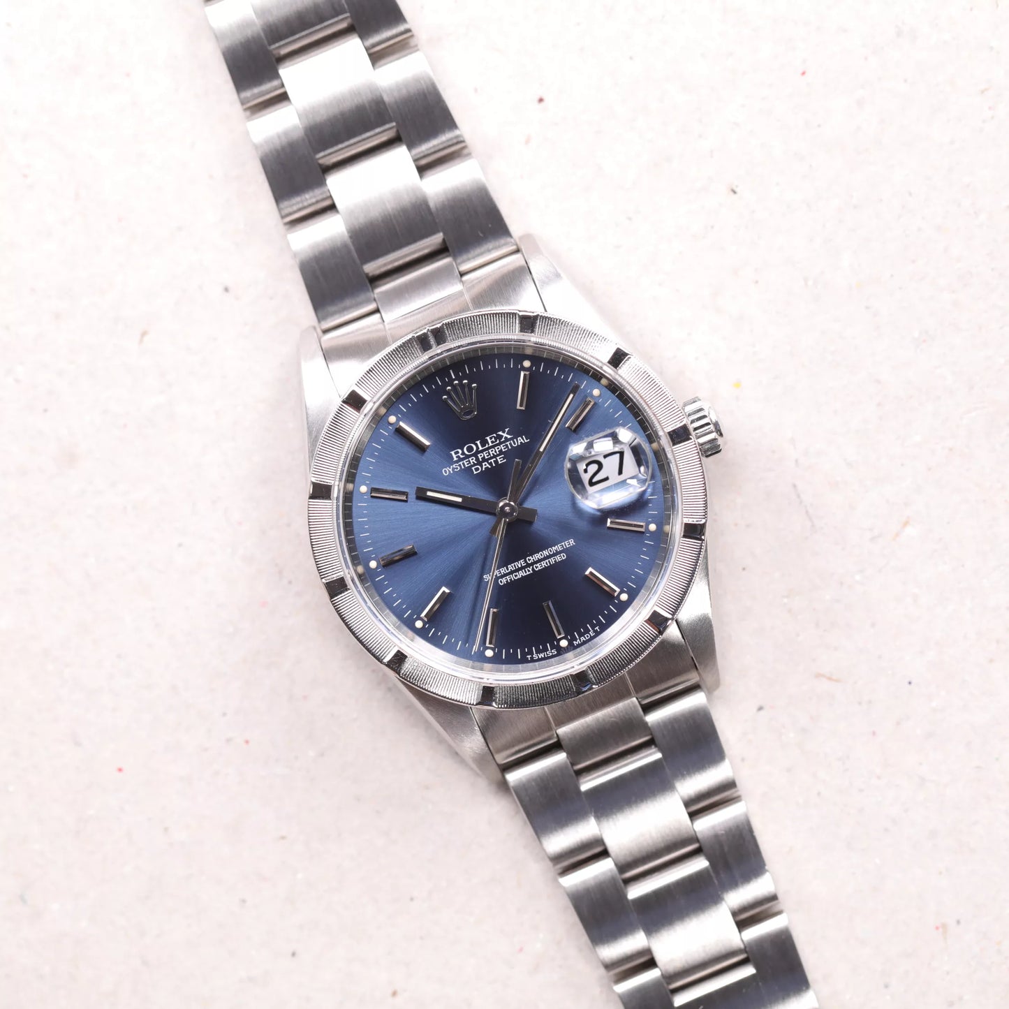 Rolex 15210 | 34 mm | 1995 | Cadran bleu | Écrin Rolex | Acier