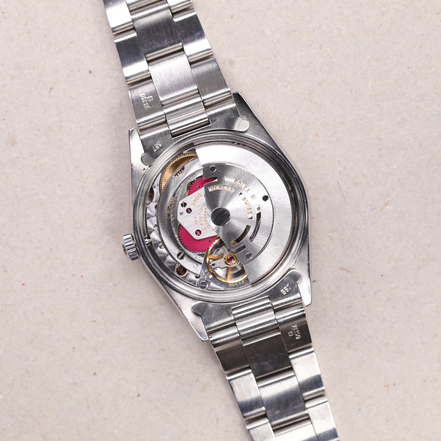 Rolex 14000 | 34 mm | 1999 | Cadran rose | Écrin Rolex | Acier