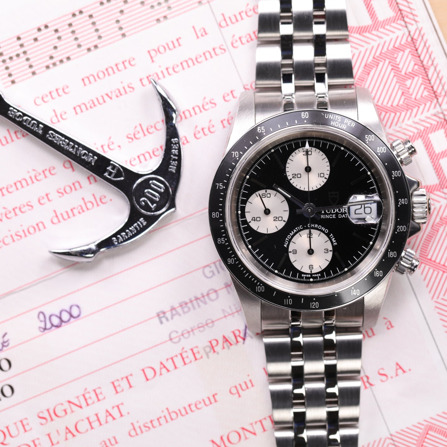 Tudor Prince Date  79260P | 40 mm | 2000 | Cadran noir | Boite, Papiers & Accessoires | Acier