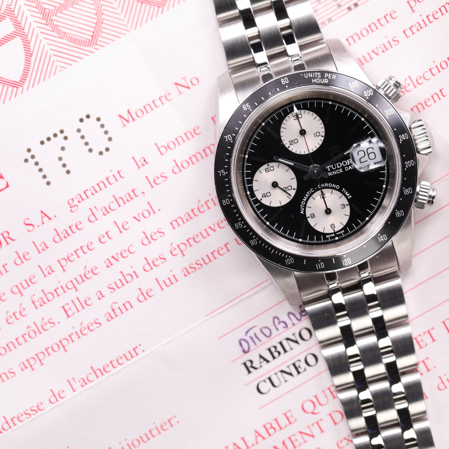 Tudor Prince Date  79260P | 40 mm | 2000 | Cadran noir | Boite, Papiers & Accessoires | Acier