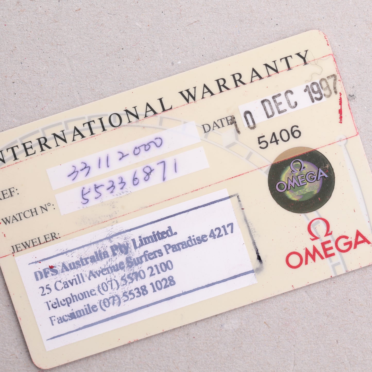 Omega Speedmaster | 175 0043 | 39 mm | 1997 | Garantie Omega | Or Acier