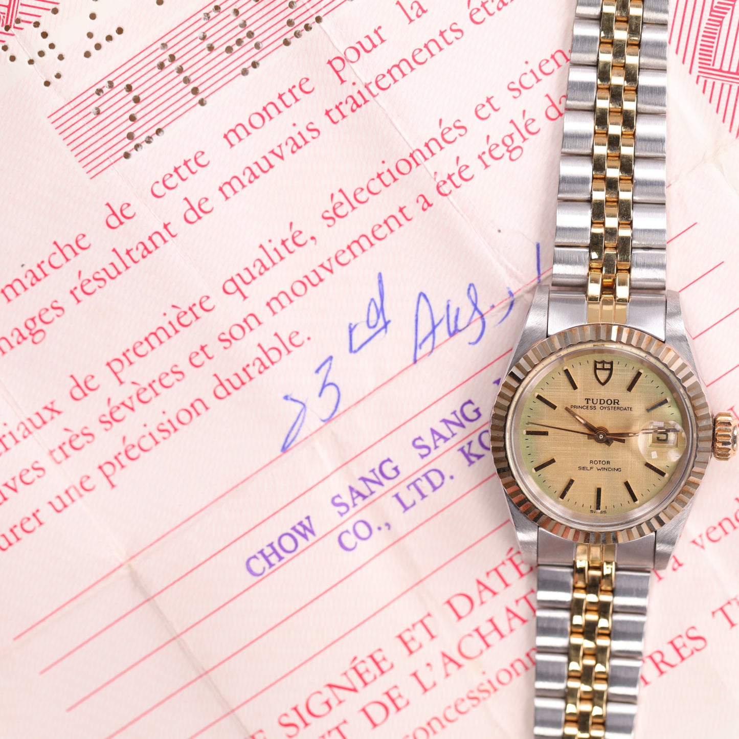 Tudor 92413 | 26 mm | 1988 | Cadran champagne | Garantie d'origine Tudor | Or / Acier
