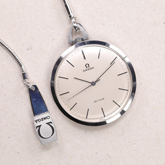 Montre Gousset Omega 131.1714 | 44 mm | 1970 | Cadran argent | Boite Omega | Acier