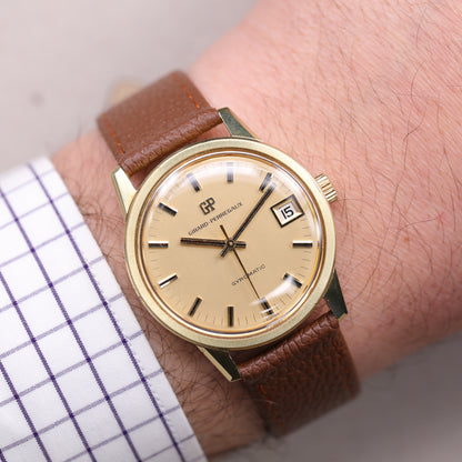 Girard Perregaux Gyromatic 461-379 | 34 mm | CIRCA 1970 | Cadran doré | Plaqué or