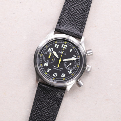 Omega 52905007 | 38 mm | 1998 | Cadran noir | Boite & Papiers | Acier