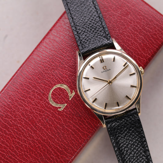Omega 14986-63 SC 36mm | 1961 | Cadran champagne | Écrin Omega | Plaqué or