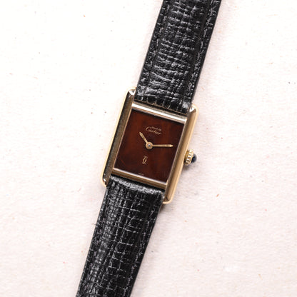 Cartier Must | 20*28mm | CIRCA 1980 | Cadran marron | Vermeil