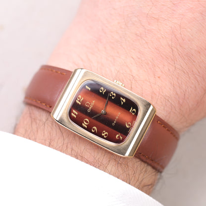 Omega Genève 5110469 | 24,5mm * 36mm | 1973 | Cadran marron | Plaqué or