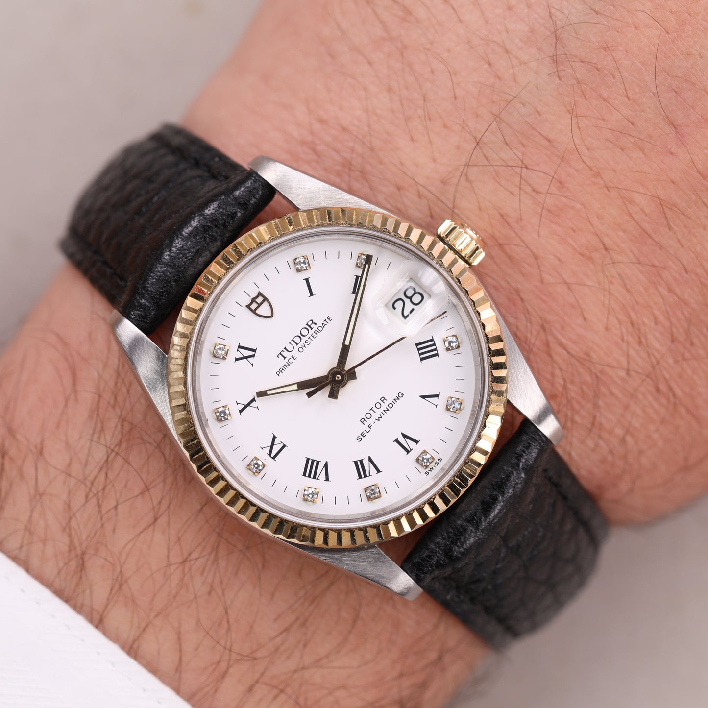 Tudor 74033 | 34 mm | CIRCA 1990 | Cadran blanc | Or / Acier