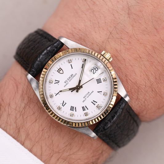 Tudor 74033 | 34 mm | CIRCA 1990 | Cadran blanc | Or / Acier