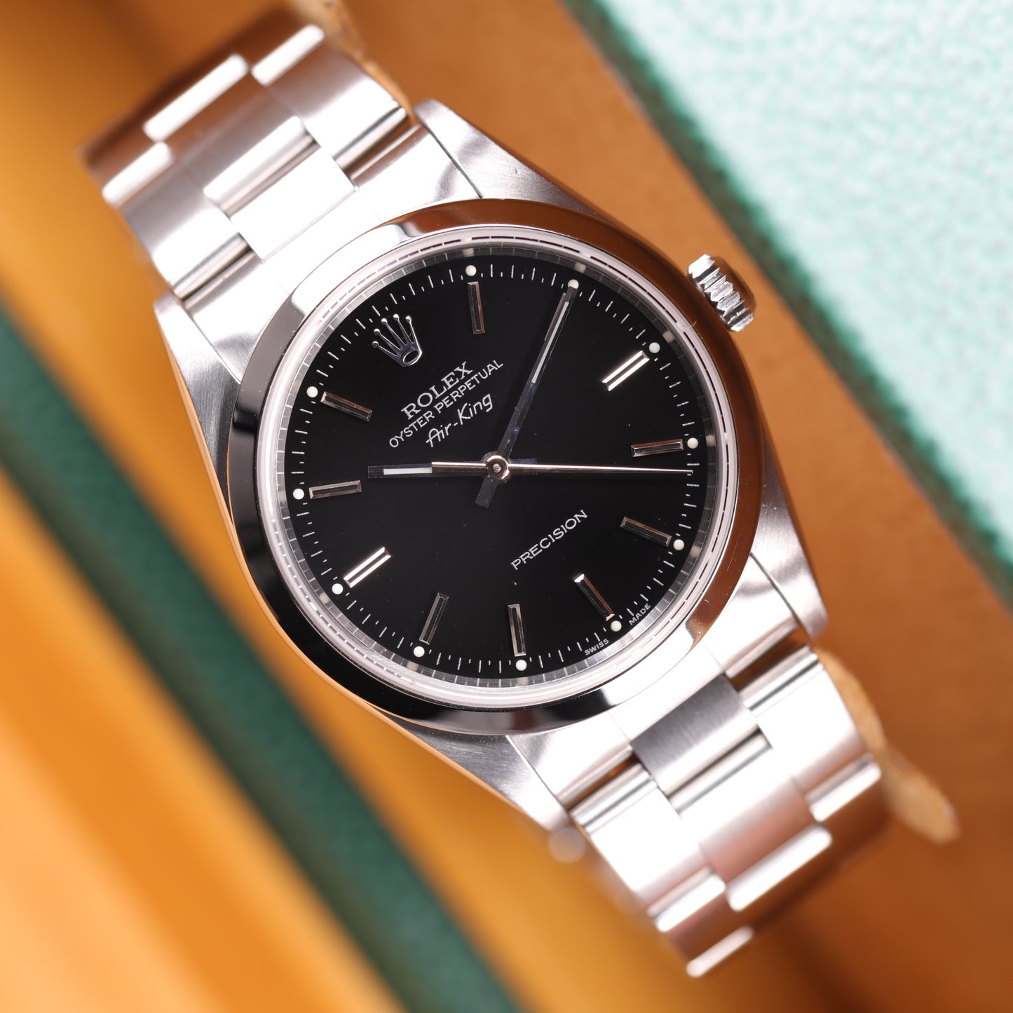 Rolex 14000 | 34 mm | 1998 | Cadran noir | Ecrin Rolex | Acier