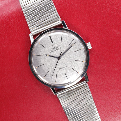 Omega 165.008 | 34,5 mm | 1968 | Cadran texturé Lin | Écrin Omega | Acier