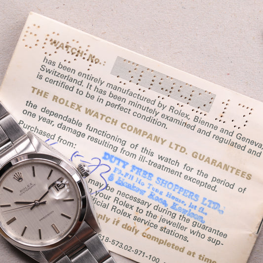 Rolex 6694 | 34mm | 1972 | Cadran argent | Boite & Papiers | Acier