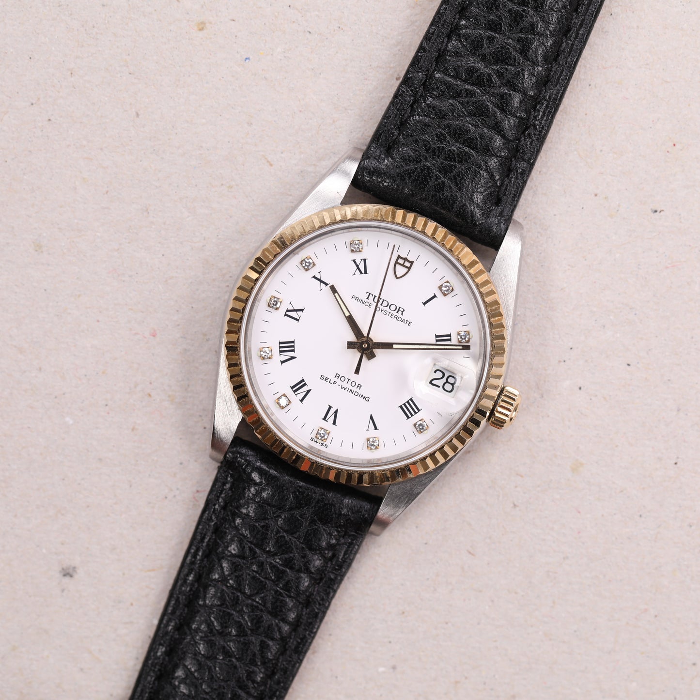 Tudor 74033 | 34 mm | CIRCA 1990 | Cadran blanc | Or / Acier