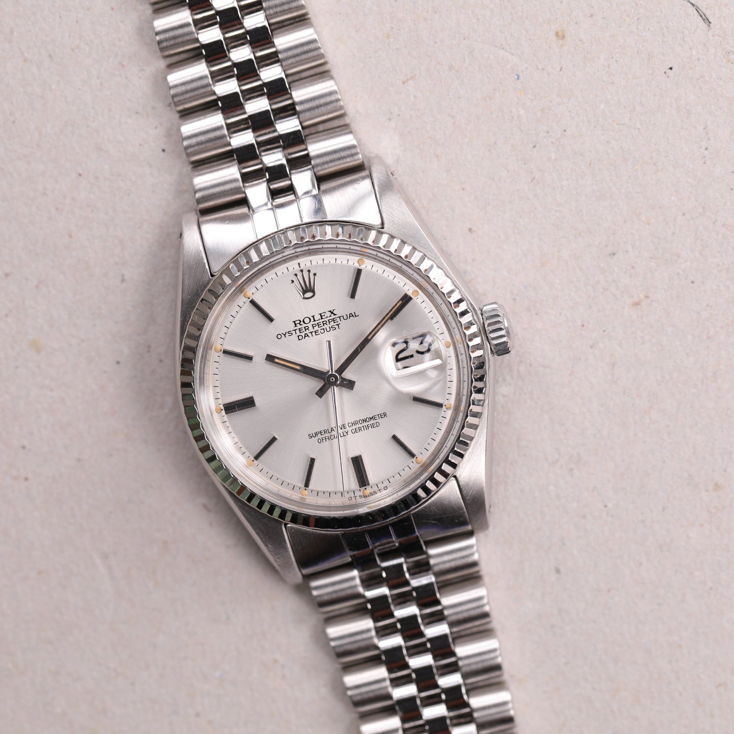 Rolex 1601 | 36 mm | 1975 | Cadran SIGMA argent | Or / Acier