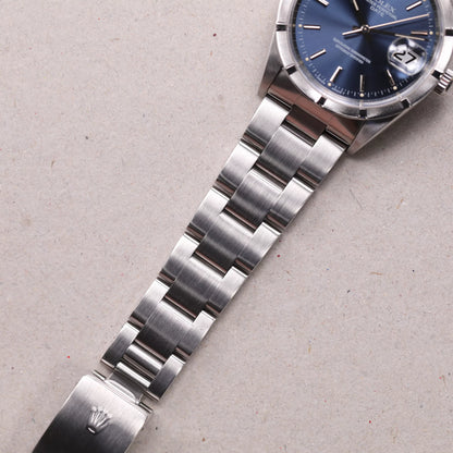 Rolex 15210 | 34 mm | 1995 | Cadran bleu | Écrin Rolex | Acier